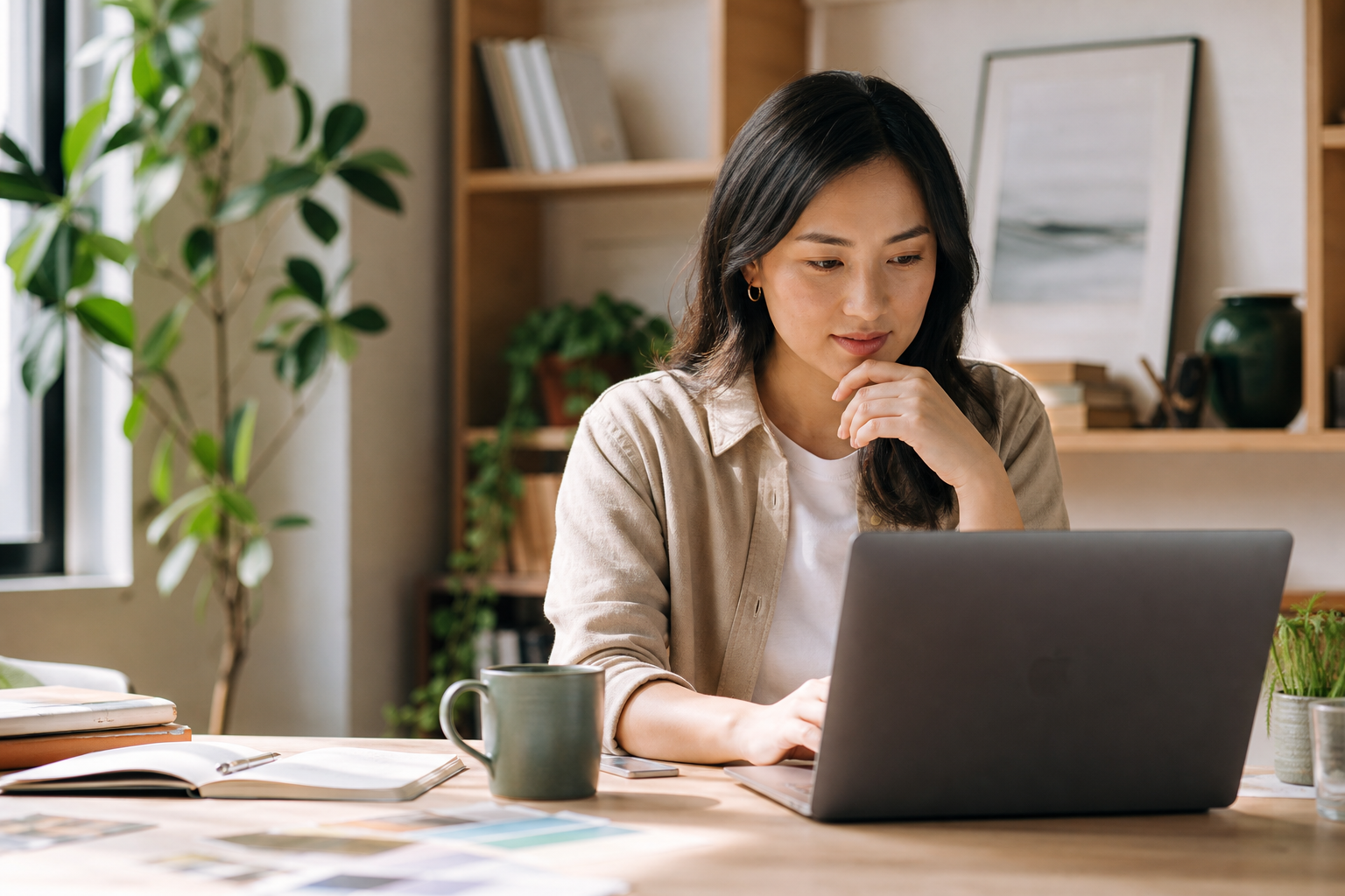 Professionista che sperimenta una nuova competenza digitale con curiosità