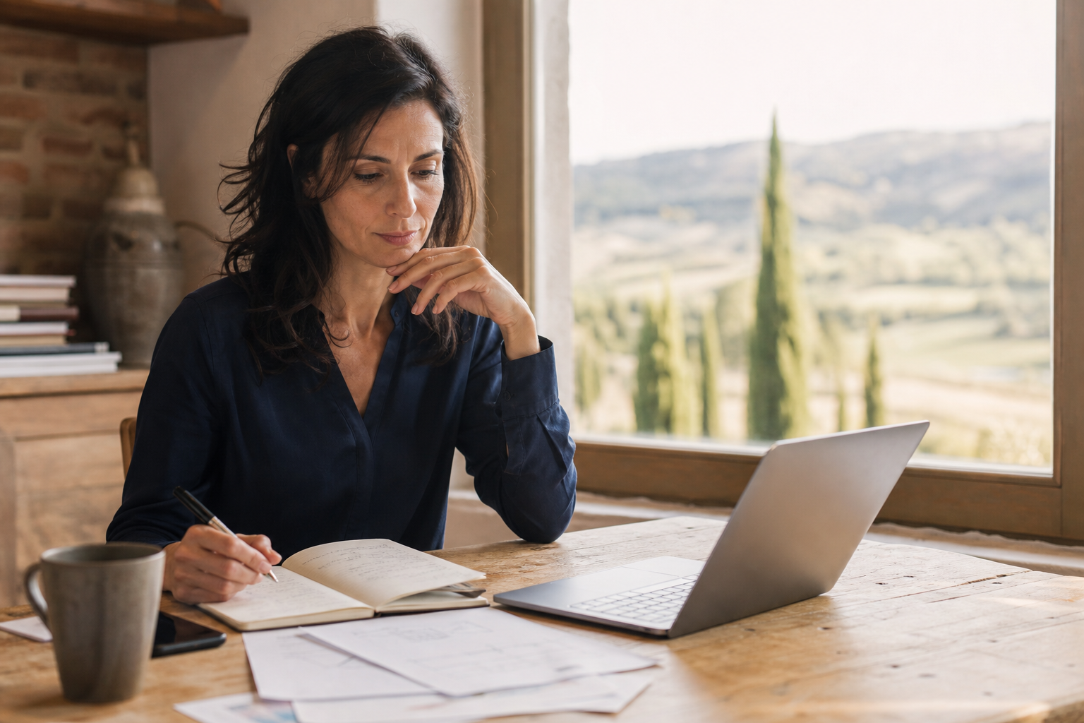Professionista che riflette sul proprio percorso di lavoro